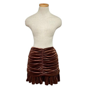 Collective The Label Velvet Flare Skirt Ruched Brown Size 0